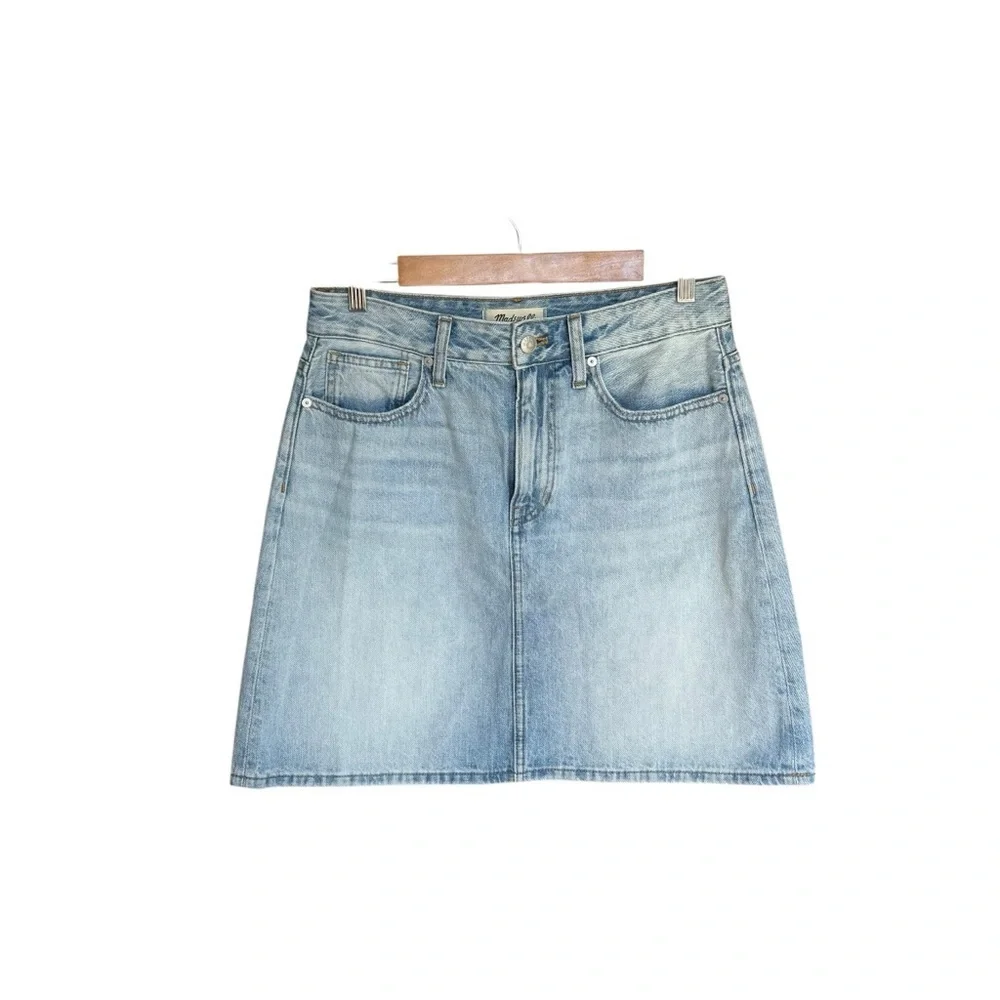 Madewell - NWT Rigid Denim A-Line Mini Skirt Light Wash Sz 26